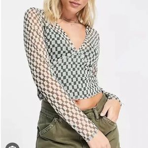 Abercrombie mesh checker long sleeve